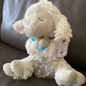 Ganz Serenity Lamb With Crib Cross Christening or Baptism Gift (Blue (Boy))